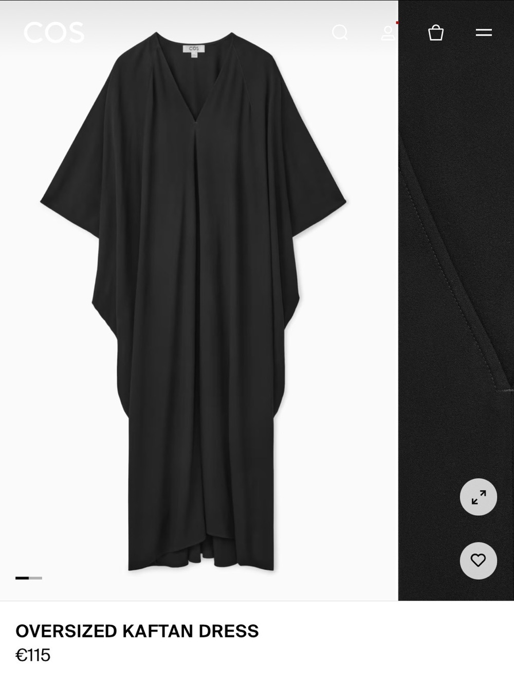 COS Black High-Low Draped Tunic Dress